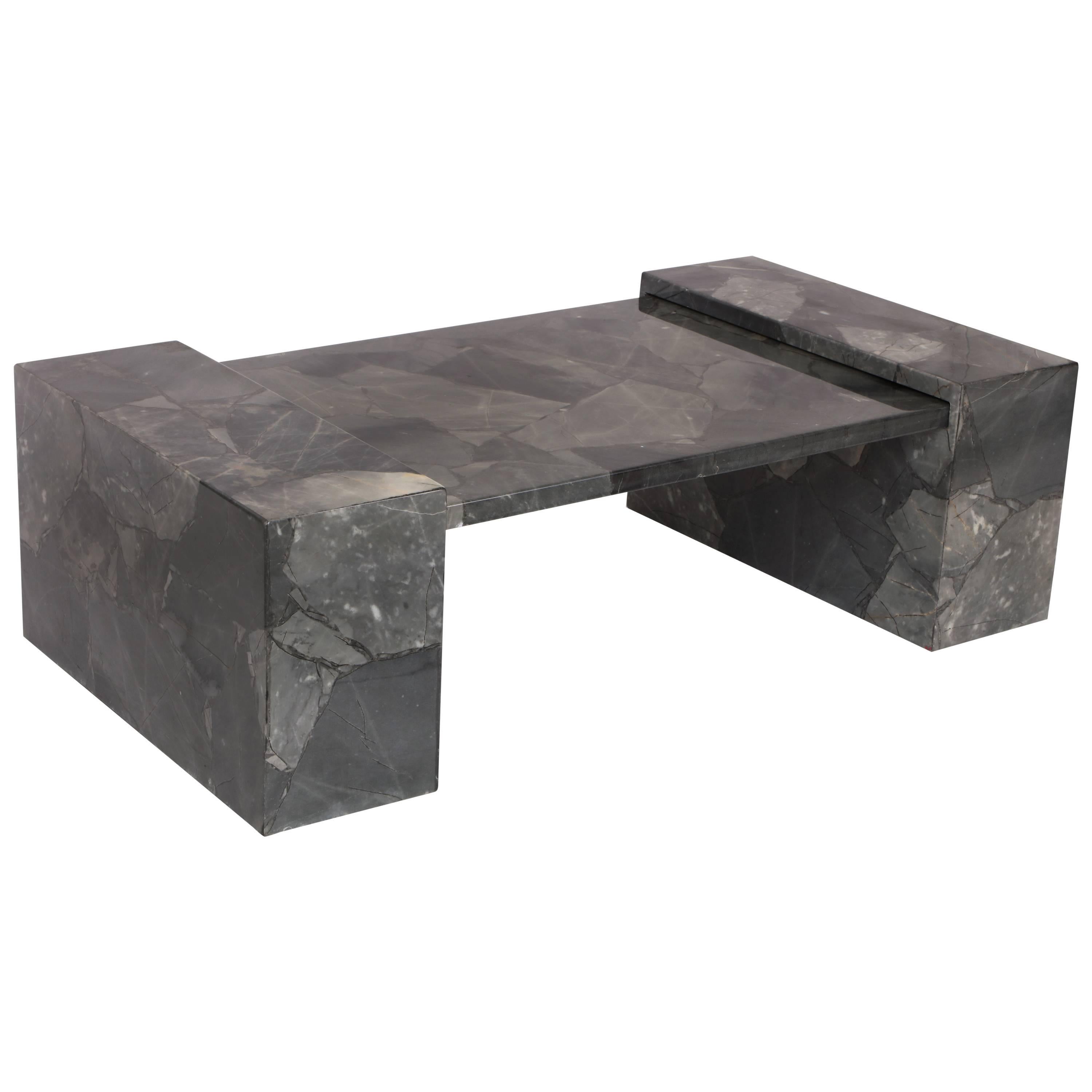 Muller Faux Marble Stone Coffee Table Hand-Painted Lacquer Grey, Mexico, 1970