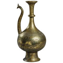 16th Century Safavid Tinned Brass Ewer 'Aftabe'