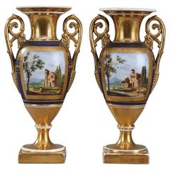 Pair of Empire Period Paris Porcelain Vases