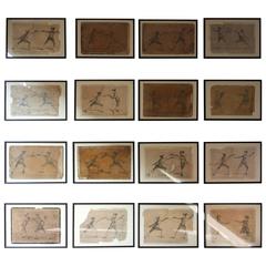  "L'Ecole des Armes" Superb Group of 16 Framed Engravings of Fencing Duels