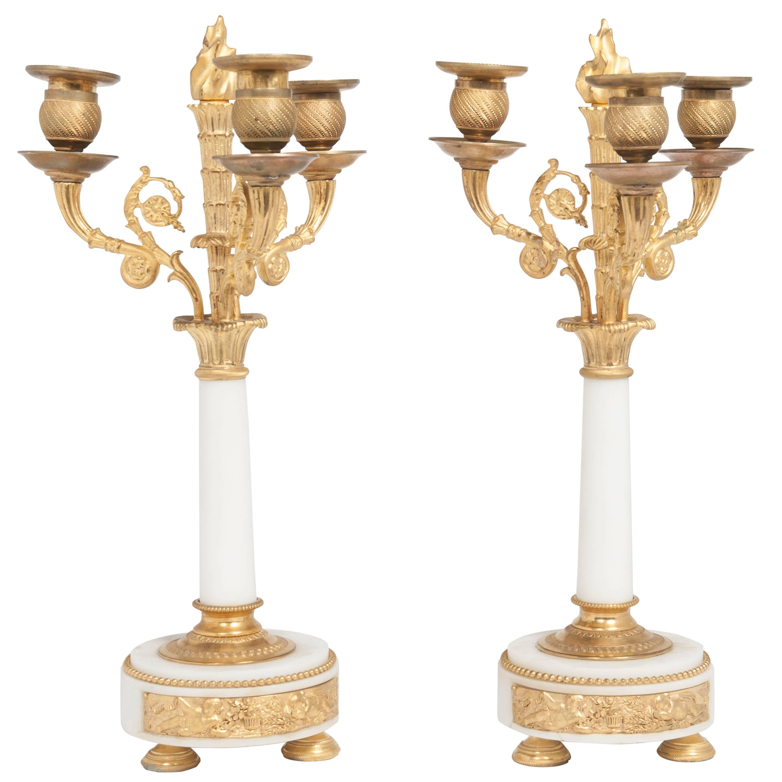 Nice Pair of Decorative 19th Century Louis XVI Inspired Candlesticks, circa 1860 For Sale