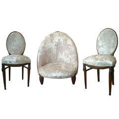 Set of Three French Art Deco Boudoir Chairs