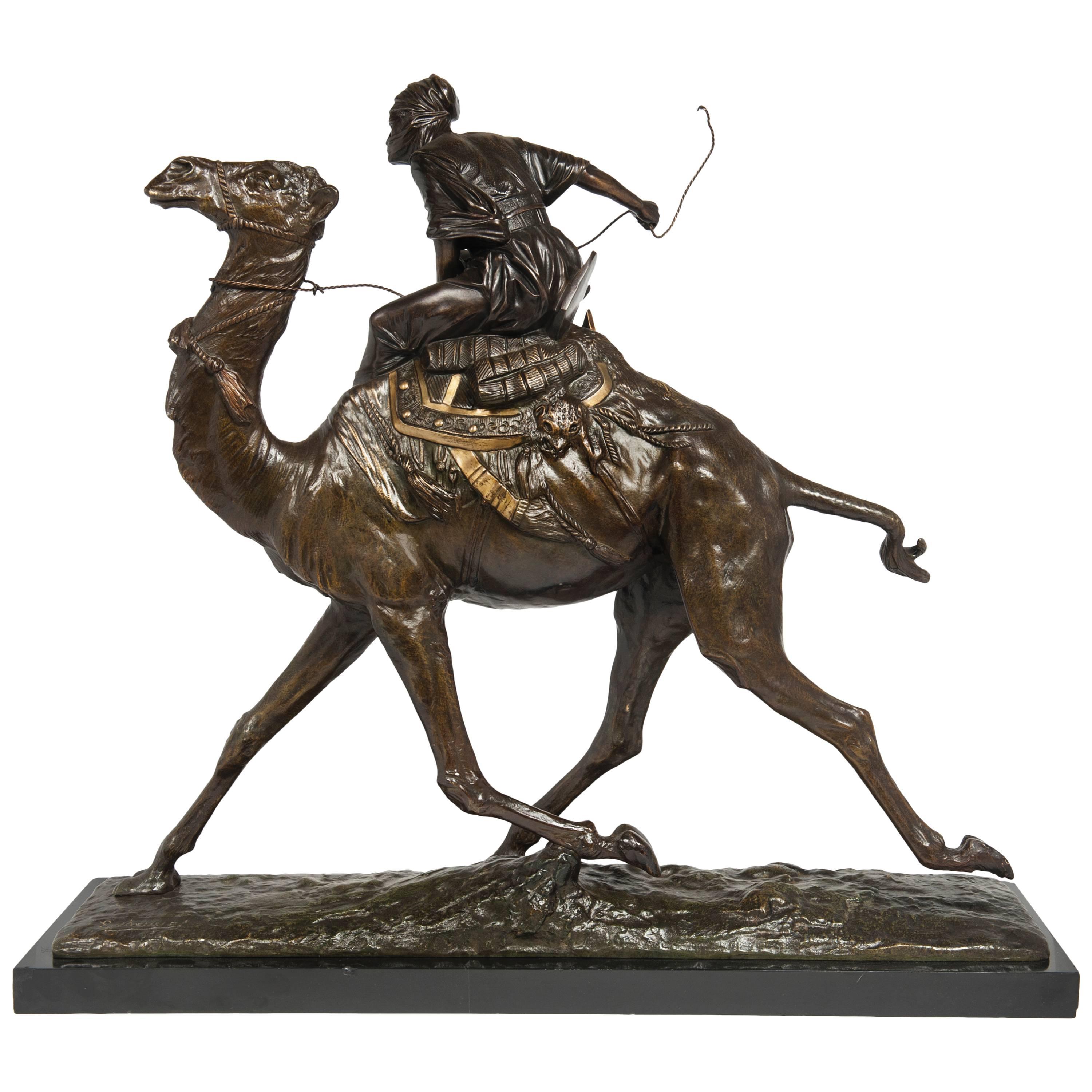 Beautiful Rare Well Patinated Bronze of an Arab on the Dromadaire, circa 1880 For Sale