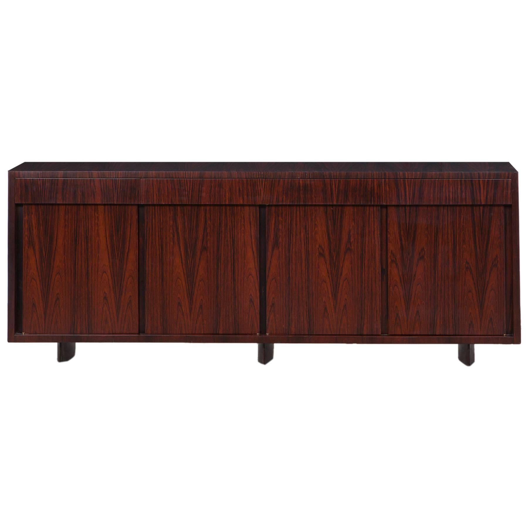 1960 brown wooden Sideboard by Brazilian Joaquim Tenreiro For Sale