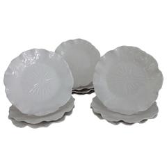 Ten Creamware Lotus Leaf Dessert Plates