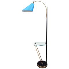 1960s French Floor Lamp in Glass and Metal