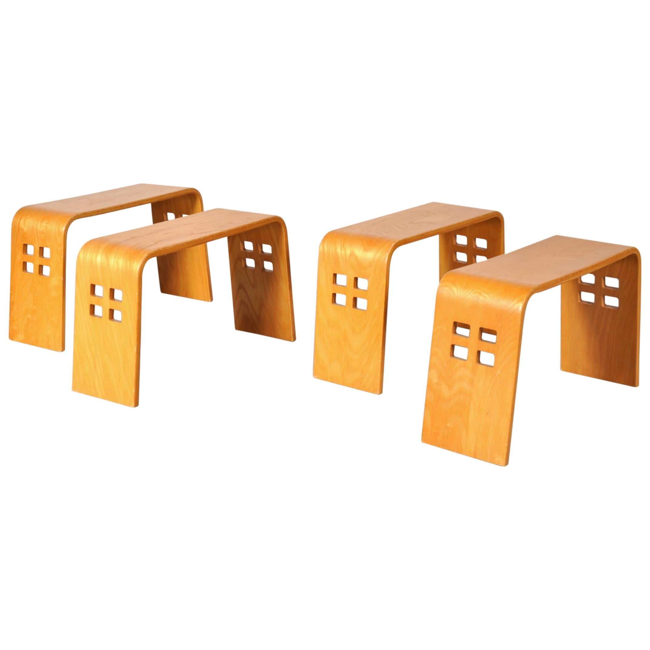 Rare Plywood Stools, Japan, circa 1960