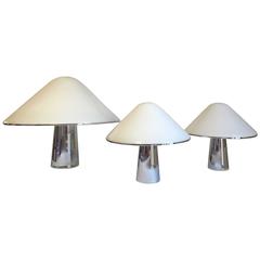 Set of Three Harvey Guzzini Mushroom Lamps