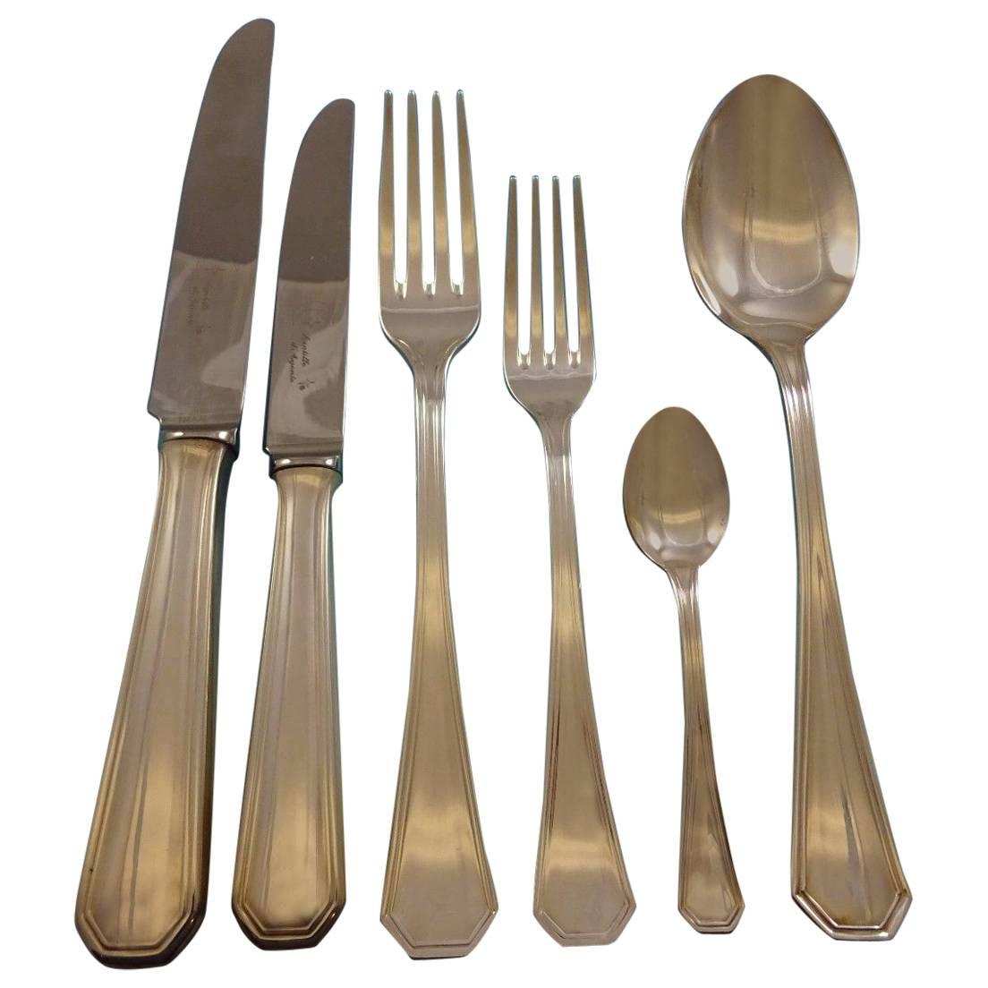 Ottagonale by Calegaro Italian 800 Silver Flatware Service Set of 77 Pieces