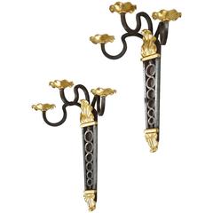 Pair of Art Deco Sconces Attributed to Gilbert Poillerat 12