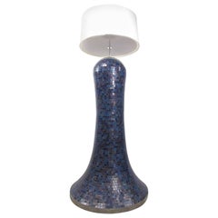Large Floor Lamp in Blue Mosaic Tile