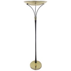 Mid-Century Modern Sculptural Brass Torchiere Floor Lamp
