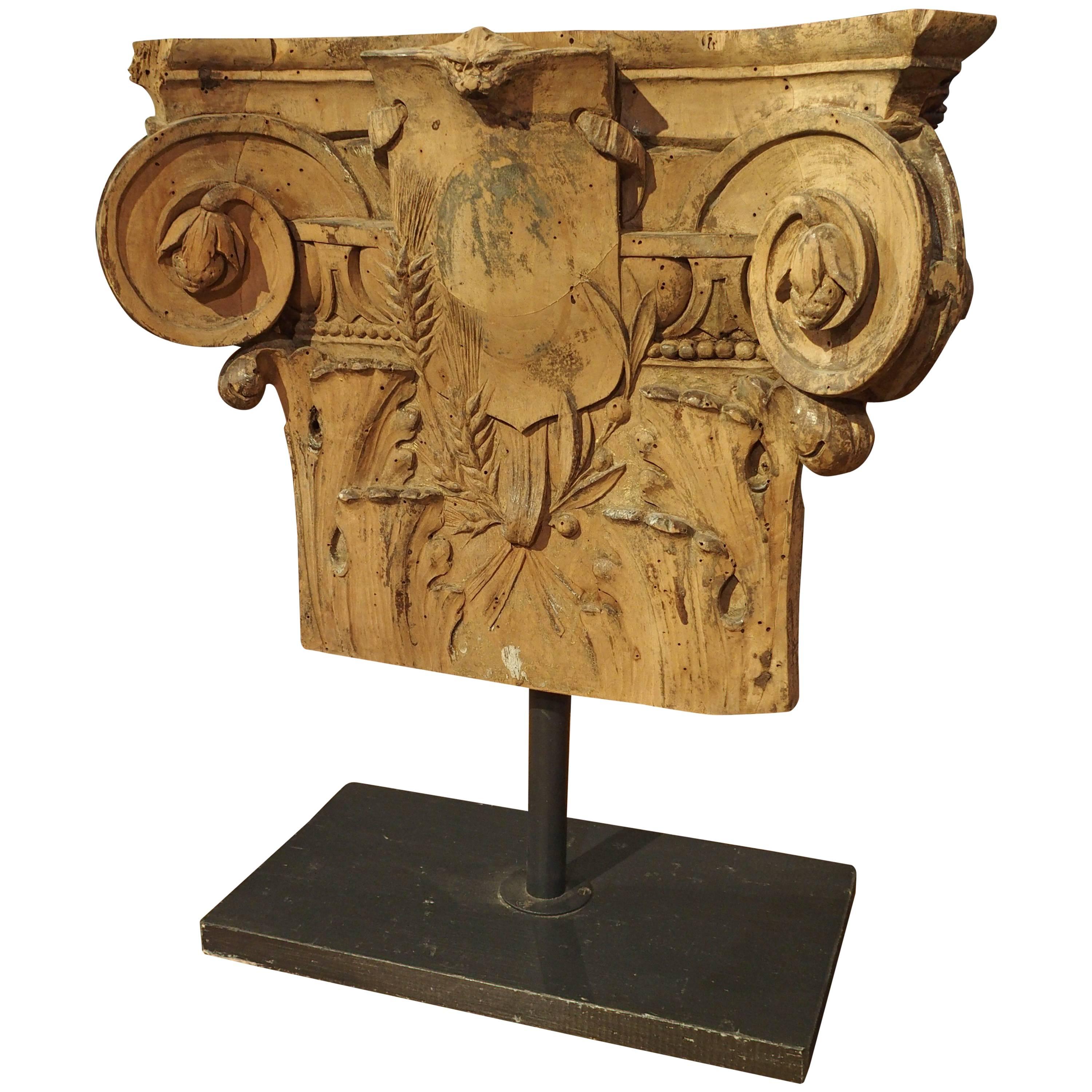 Stripped and Mounted Antique Pilaster Capital from France, circa 1850