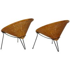 Rattan Club Chairs by Roberto Mango, Italy, 1950s 4