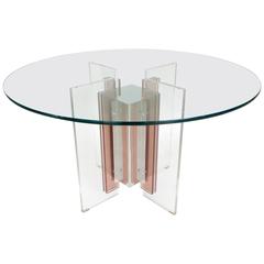 French Illuminated Stainless Steel and Lucite Dining Table Signed P Jean 3