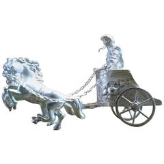 Antique Early 20th Century Sterling Silver Model of a Roman Chariot, circa 1904