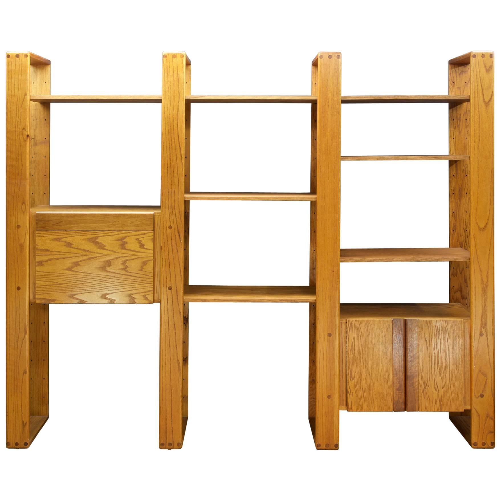 Post Modern Lou Hodges California Design Group Wall Unit Desk Oak Cabinet