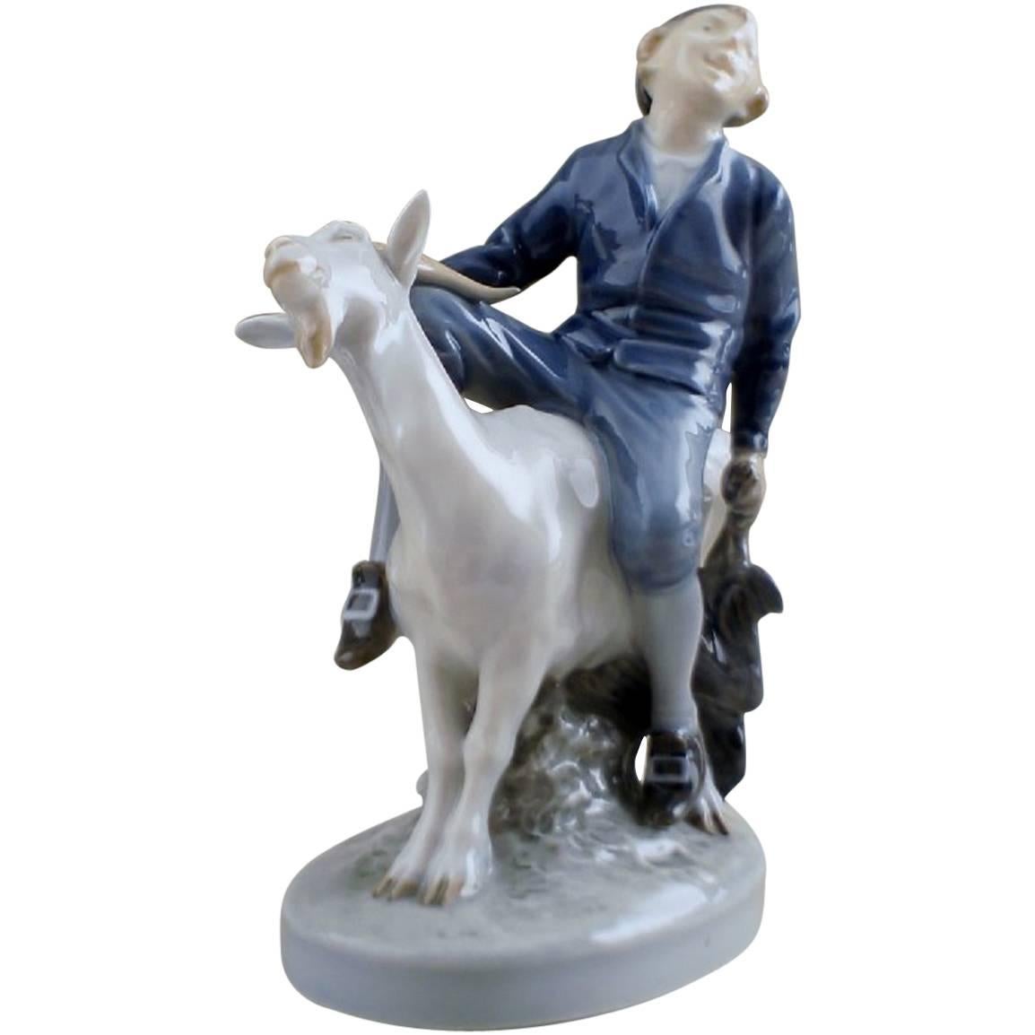 Royal Copenhagen figurine Hans Clodhopper, Boy on Goat