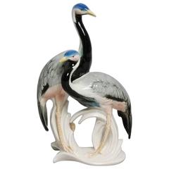 Karl Ens, Germany, Porcelain, Pair of Birds