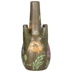 Art Nouveau Ceramic Amphora Vase Poppies by Stellmacher