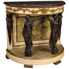 20th Century Italian Lacquered and Gilded Console Table