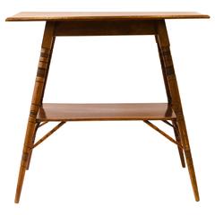 A Rare Pair of Anglo-Japanese two-tier Walnut Side Tables by Jas Shoolbred 1