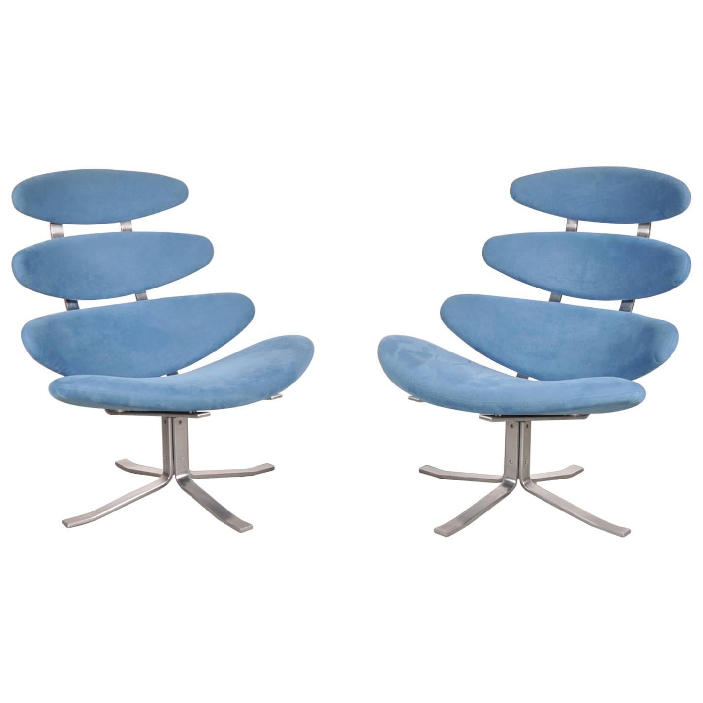 Set of Two Corona Chairs by Poul Volther for Erik Jorgensen, Denmark, 1964