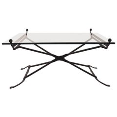 Wrought Iron Glass Top Coffee Table in the Gothic Style