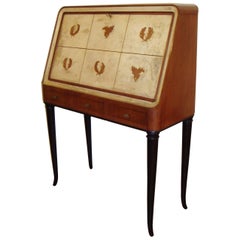 Mahogany and Parchment Secretaire by Giovanni Gariboldi, circa 1945 Vintage Mahogany and Parchment Secretaire by Giovanni Gariboldi, circa 1945