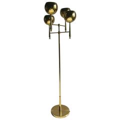 Rare Brass Four Eyeball Floor Lamp, Modernist, Regency by Stiffel, Parzinger