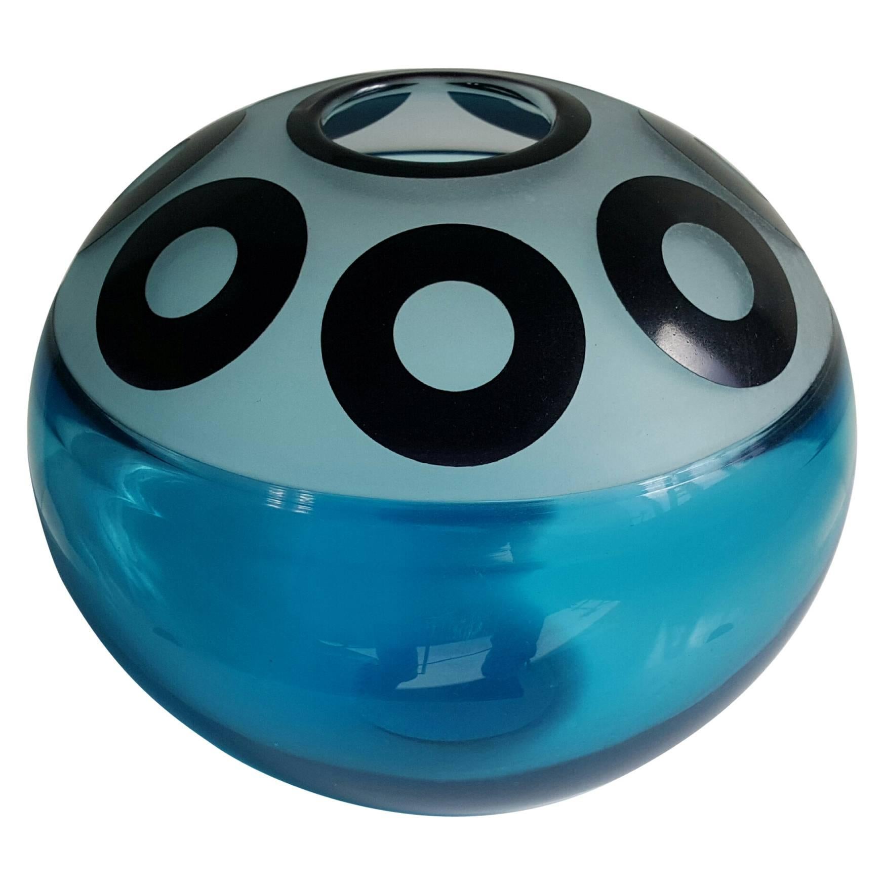 Correia Art Glass Sphere, Vase Signed, Limited Edition 45/500, circa 1979