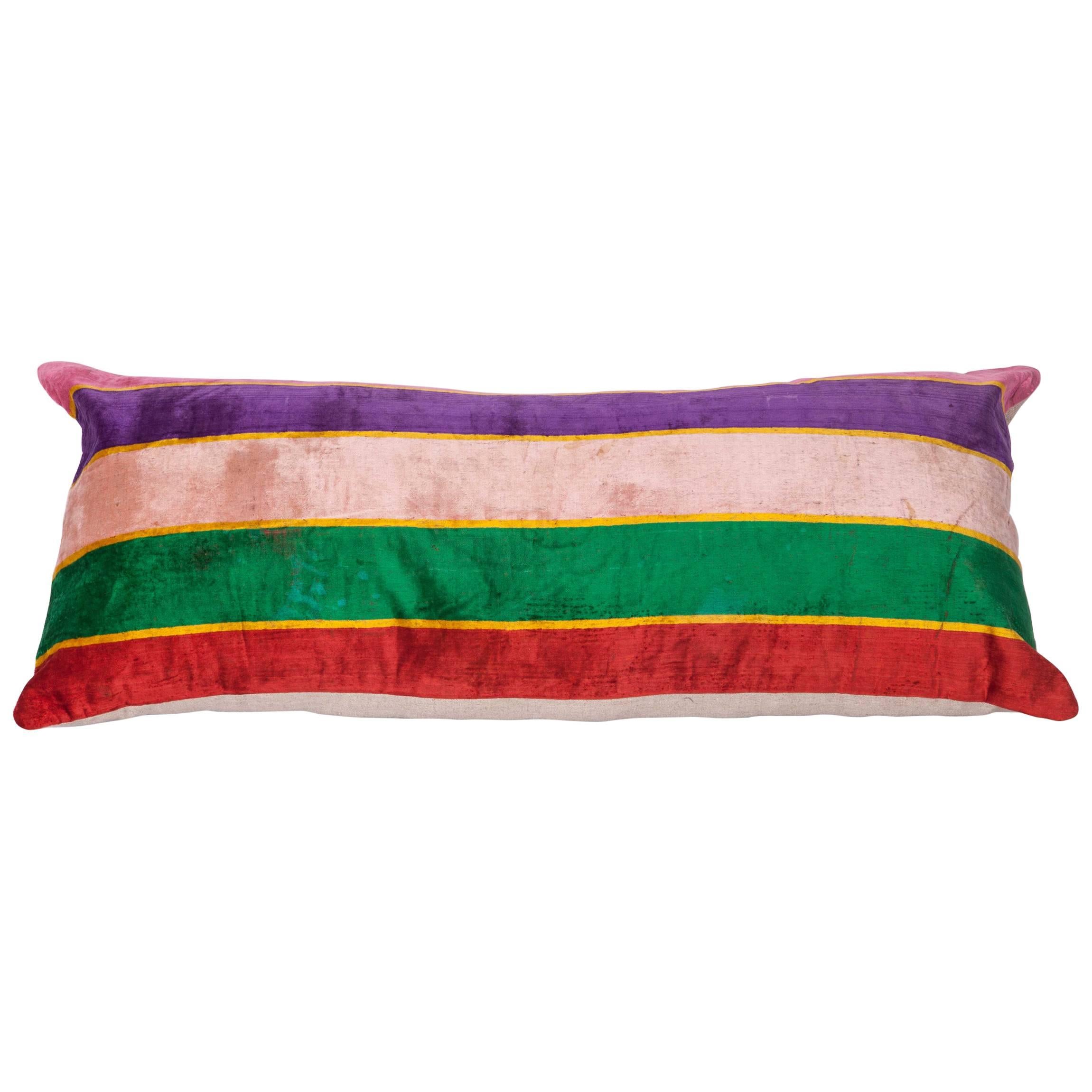 Pillow Made Out of an Early 20th Century Uzbek Silk Velvet For Sale