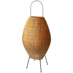 Rare Huge Wicker Floor Lamp in the Style of Tony Paul, 1950s, USA