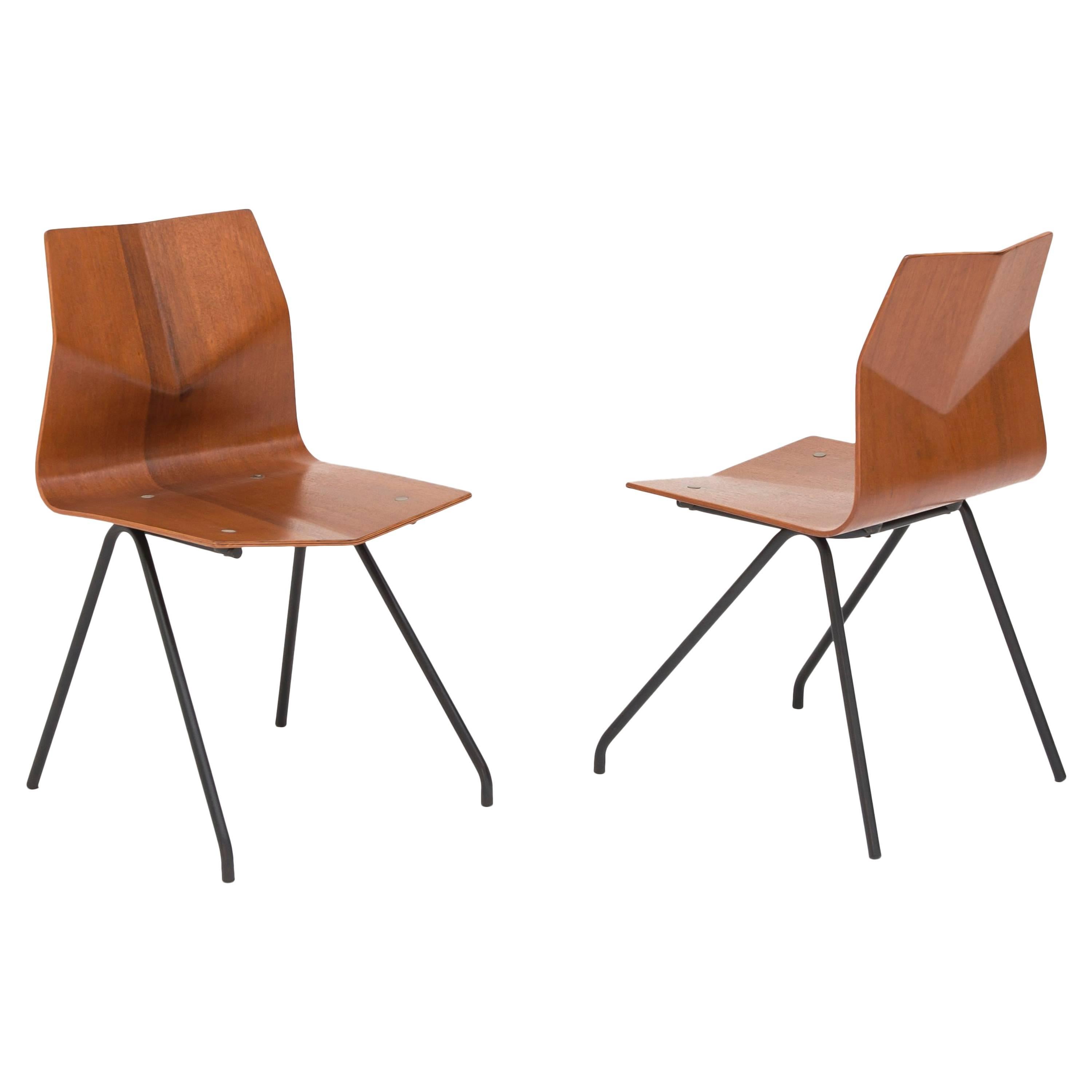 Pair of "Diamant" Chairs by René-Jean Caillette, Steiner Edition, 1961 For Sale