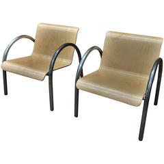 Pair of Design Mid-Century Metal and Wood Armchairs, 1950 7