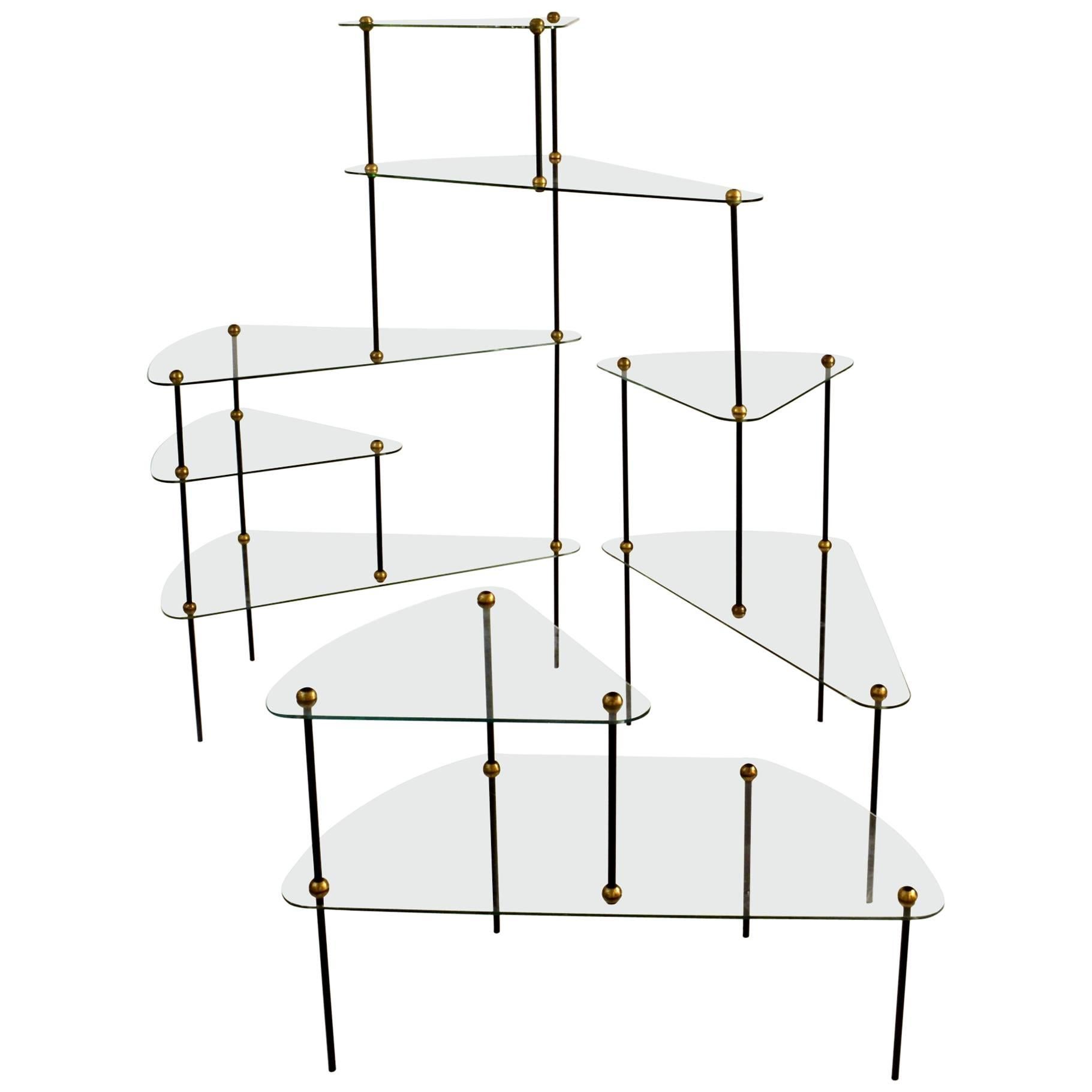 Freeform Modular Glass Shelving Unit, French, 1950s at 1stDibs