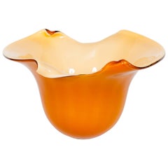 Vintage Italian Bowl in Murano Glass Amber and Gold