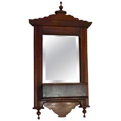 Antique Edwardian Walnut Hall Mirror