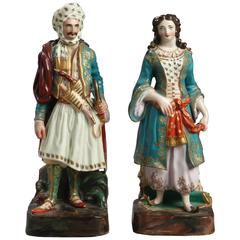 Pair of 19th Century Paris Porcelain Figural Scent Bottles 5