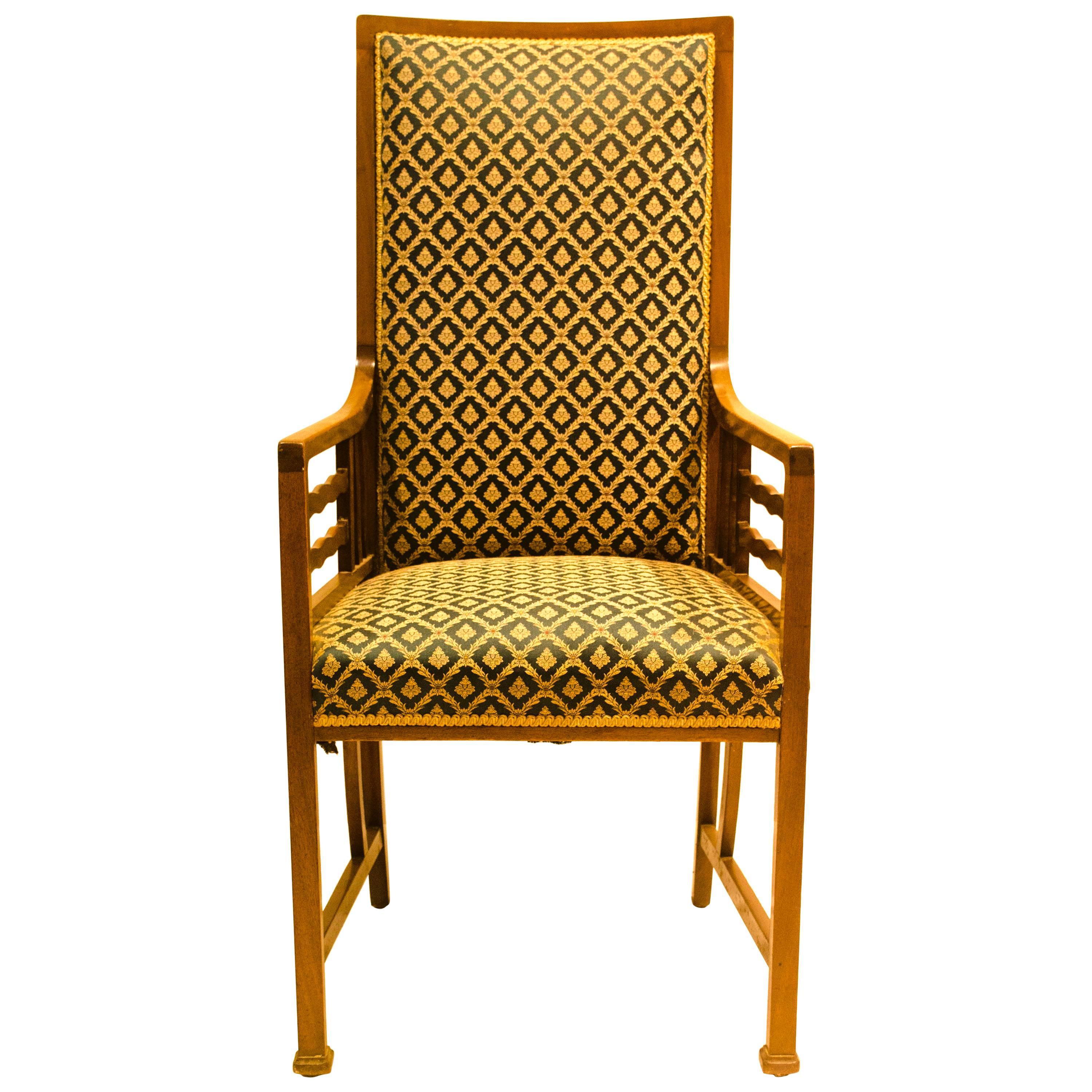 Anglo-Japanese Walnut Armchair Attributed to Liberty and Co