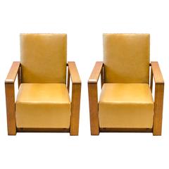 Pair of Oak Recliner Armchairs by W. H. Russell 3