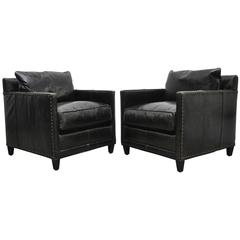 Pair of New Leather Club Chairs