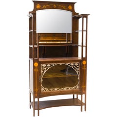 J S Henry attributed, Arts & Crafts Mahogany & Inlaid Display Cabinet