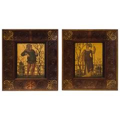 Pair of Walnut Framed Portraits by Henry Stacy-Marks