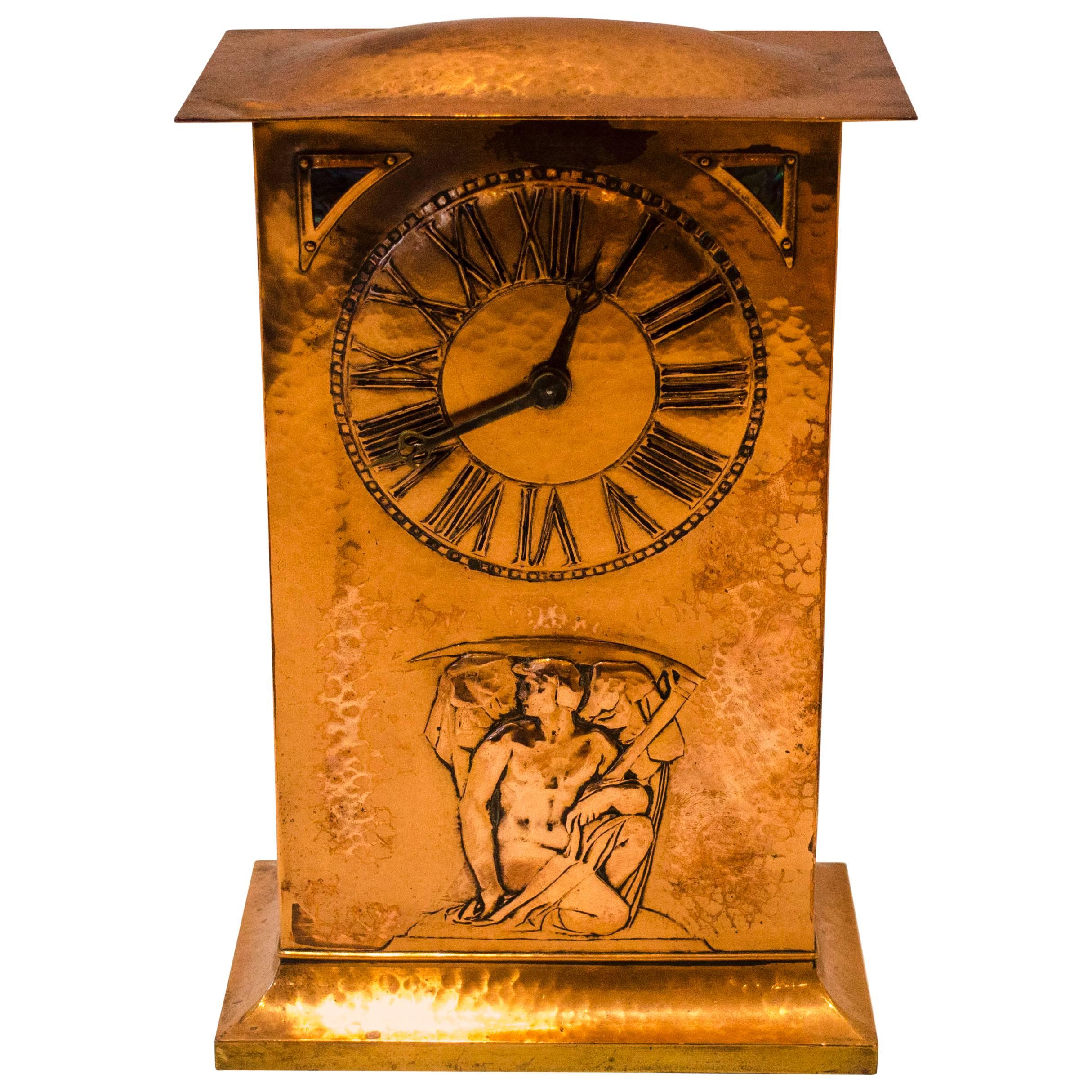Arts & Crafts Copper Clock by Collins and Co
