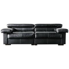 "Erasmo" Black Leather Modular Sofa by Afra & Tobia Scarpa for B&B Italia, 1973 8
