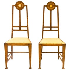 Pair of Arts & Crafts Oak Side Chairs by G M Ellwood, Made by J S Henry