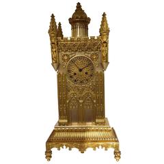 Charles X Gothic Cathedral Bronze Mantel Clock, circa 1830