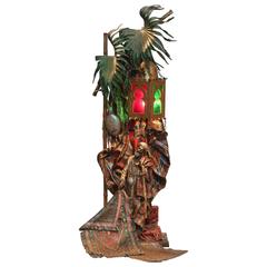 Franz Bergmann Cold-Painted Polychrome Bronze Table Lamp of the Carpet Seller
