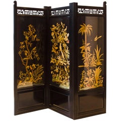 Used E W Godwin, Attri An Anglo-Japanese Three-Fold Screen with Birds Amidst Foliage